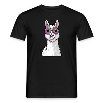 Lustiges Lama Mit Sonnenbrille - Männer T-Shirt - Schwarz - Vorne - AI Model Male 178 light (178cm)
