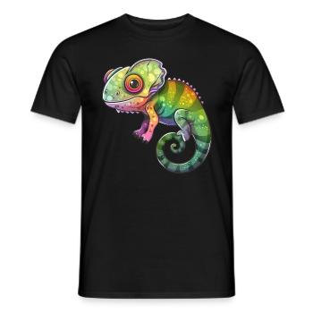 Colorful Chameleon Fantasy Creature - Men's T-Shirt - black - Front - AI Model Male 178 light (178cm)