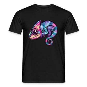 Caméléon coloré Fantaisie aux grands yeux - T-shirt homme - noir - Devant - AI Model Male 178 light (178cm)
