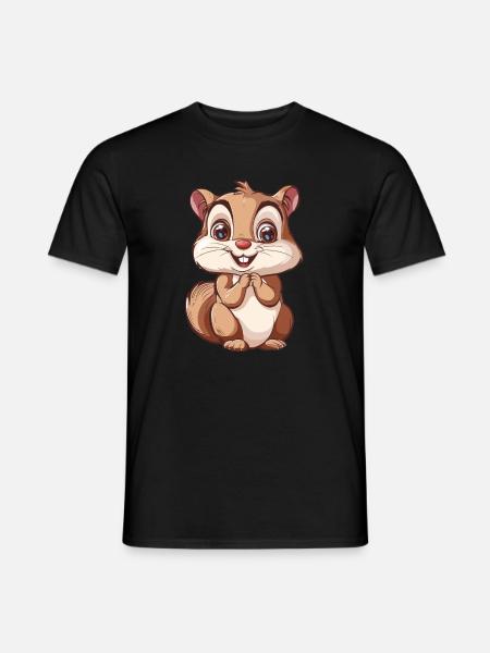 Cute Smiling Squirrel Motif - Men's T-Shirt - black
