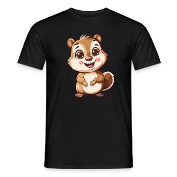 Cute Smiling Chipmunk - Men's T-Shirt - black - Front - AI Model Male 178 light (178cm)