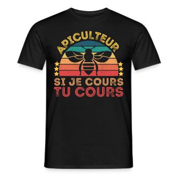 Apiculteur si je cours,tu cours humour apiculture - T-shirt homme - noir - Devant - AI Model Male 178 light (178cm)