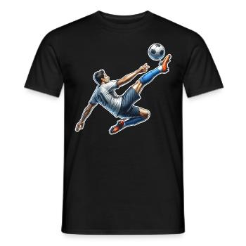 Football overhead kick - Men's T-Shirt - black - Front - AI Model Male 178 light (178cm)