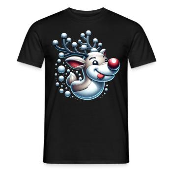 Drôle Renne Noël Noël - T-shirt homme - noir - Devant - AI Model Male 178 light (178cm)