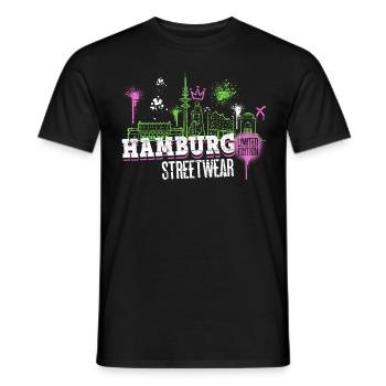 Hamburg Skyline City Germany Graffiti - Men's T-Shirt - black - Front - AI Model Male 178 light (178cm)