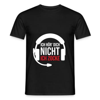 Ich höre dich nicht ich zocke | Zocker Spruch - Männer T-Shirt - Schwarz - Vorne - AI Model Male 178 light (178cm)