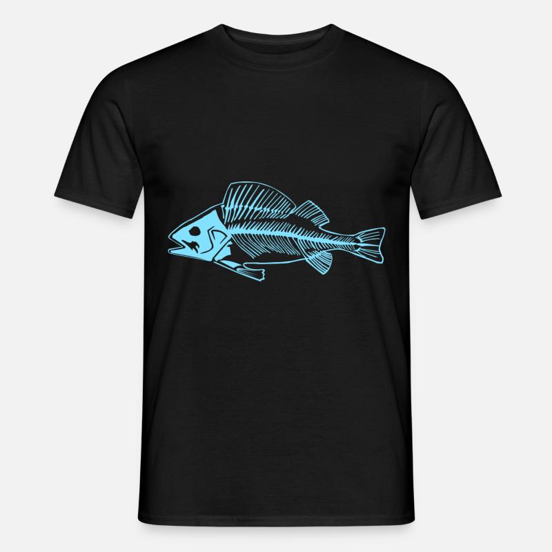 Blauer Barsch Gräte das coole Fischgräten Design - Männer T-Shirt - Schwarz