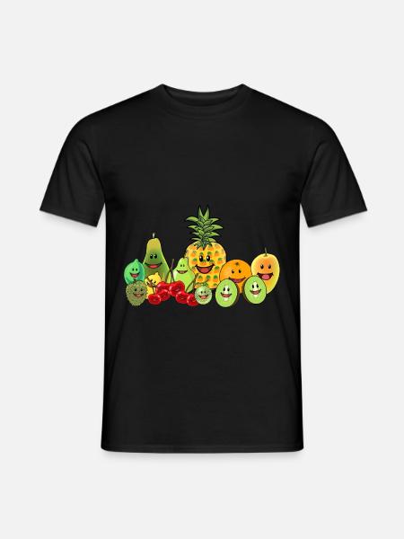 Obst Früchte Frucht Vegan Veganer Speise Sommer - Männer T-Shirt - Schwarz