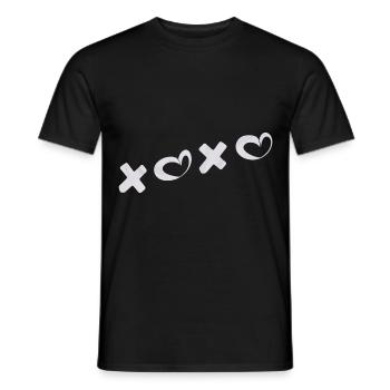 Romantic XOXO design with heart symbols – for Ve - Men's T-Shirt - black - Front - AI Model Male 178 light (178cm)
