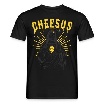 Jésus aime le fromage - T-shirt homme - noir - Devant - AI Model Male 178 light (178cm)