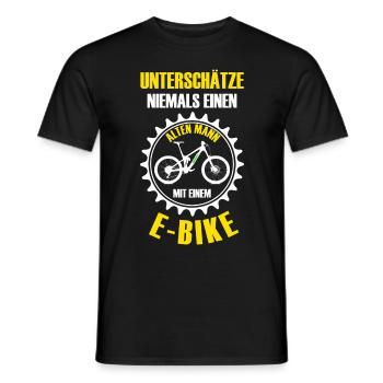 E Bike Alter Mann Opa Spruch - Männer T-Shirt - Schwarz - Vorne - AI Model Male 178 light (178cm)