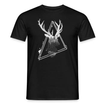 Hirsch Geometrisches Design Dreiecke - Männer T-Shirt - Schwarz - Vorne - AI Model Male 178 light (178cm)