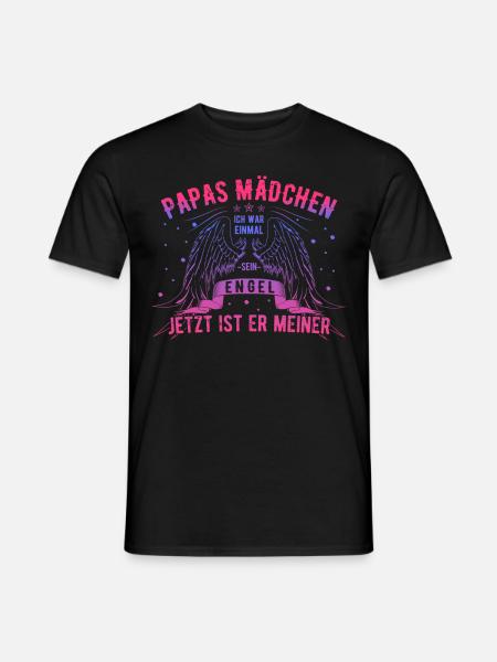 Papas Mädchen Engel Vater Tochter Partnerlook - Männer T-Shirt - Schwarz