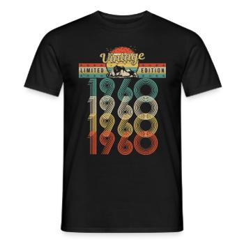 Anniversaire Né 1960 Millésime Année de naissance 1960 - T-shirt homme - noir - Devant - AI Model Male 178 light (178cm)