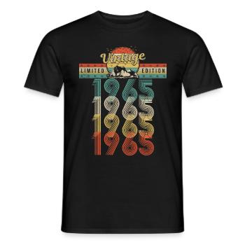 Anniversaire Né 1965 Millésime Année de naissance 1965 - T-shirt homme - noir - Devant - AI Model Male 178 light (178cm)