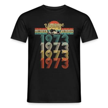 Anniversaire Né 1973 Millésime Année de naissance 1973 - T-shirt homme - noir - Devant - AI Model Male 178 light (178cm)