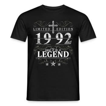 Cross Vintage Birthday Year of Birth 1992 Gift - Men's T-Shirt - black - Front - AI Model Male 178 light (178cm)