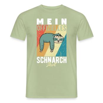 Mein Schnarchshirt Schlafshirt Faultier Retro - Männer T-Shirt - Sage - Vorne - AI Model Male 178 light (178cm)