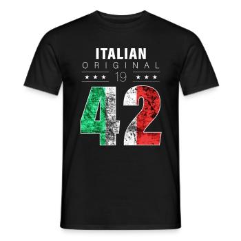 Italian Original 1942 80 birthday Italy flag - Men's T-Shirt - black - Front - AI Model Male 178 light (178cm)