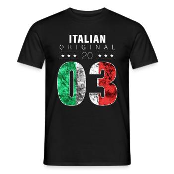 Italian Original 2003 19 Birthday Italy Flag - Men's T-Shirt - black - Front - AI Model Male 178 light (178cm)