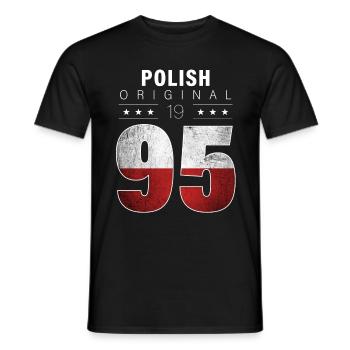 Original polonais 1995 27 Anniversaire Pologne Drapeau - T-shirt homme - noir - Devant - AI Model Male 178 light (178cm)