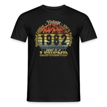 Année de naissance rétro 1982 Anniversaire Édition Limitée - T-shirt homme - noir - Devant - AI Model Male 178 light (178cm)