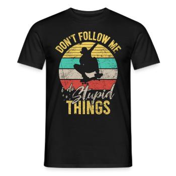 Ne me suivez pas Drôle skateboard Skateboard - T-shirt homme - noir - Devant - AI Model Male 178 light (178cm)