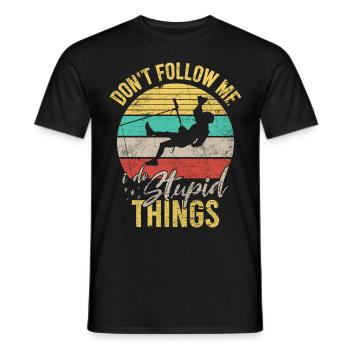 Dont Follow Me Funny Climbing Mountaineers - Men's T-Shirt - black - Front - AI Model Male 178 light (178cm)