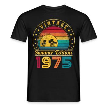 Édition d’été 1975 Anniversaire Vintage 1975 Rétro - T-shirt homme - noir - Devant - AI Model Male 178 light (178cm)