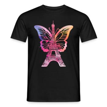 Paris France City Skyline Eiffel Tower Art - Men's T-Shirt - black - Front - AI Model Male 178 light (178cm)