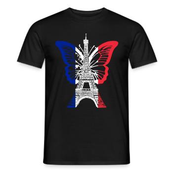 Paris France City Skyline Tour Eiffel Art - T-shirt homme - noir - Devant - AI Model Male 178 light (178cm)