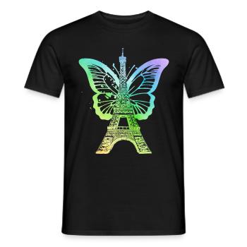 Paris France City Skyline Tour Eiffel Art - T-shirt homme - noir - Devant - AI Model Male 178 light (178cm)