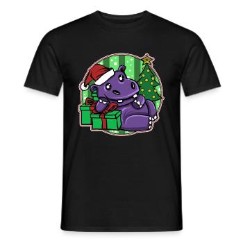 Weihnachten Ugly Christmas Xmas Hippopotamus - Men's T-Shirt - black - Front - AI Model Male 178 light (178cm)