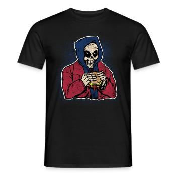 Halloween Costume Burger Cheese Spooky Skull Zombie - Men's T-Shirt - black - Front - AI Model Male 178 light (178cm)