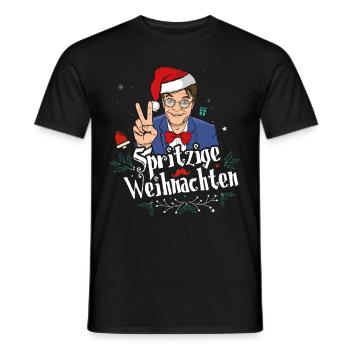 Spritzige Weihnachten Lauterbach mit roter Mütze - Männer T-Shirt - Schwarz - Vorne - AI Model Male 178 light (178cm)