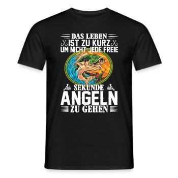 DAS LEBEN IST ZU KURZ UM NICHT ANGELN ZU GEHEN - Männer T-Shirt - Schwarz - Vorne - AI Model Male 178 light (178cm)