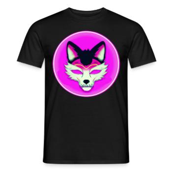 Kitsun Vaporwave Japanese Kami Vaporwave Kitsune - Men's T-Shirt - black - Front - AI Model Male 178 light (178cm)