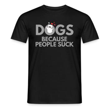 LES CHIENS PARCE QUE LES GENS SUCENT - T-shirt homme - noir - Devant - AI Model Male 178 light (178cm)