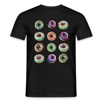 Donuts zwölf bunte bunt - Männer T-Shirt - Schwarz - Vorne - AI Model Male 178 light (178cm)