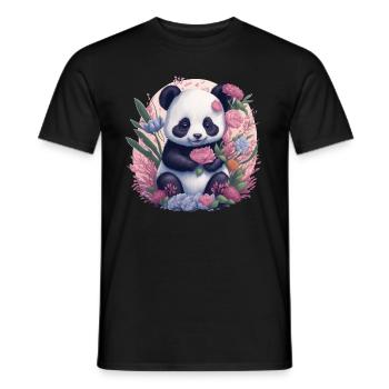Fleurs de panda - T-shirt homme - noir - Devant - AI Model Male 178 light (178cm)