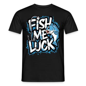 Fish Me Luck Funny Fishing Design for Anglers - Men's T-Shirt - black - Front - AI Model Male 178 light (178cm)