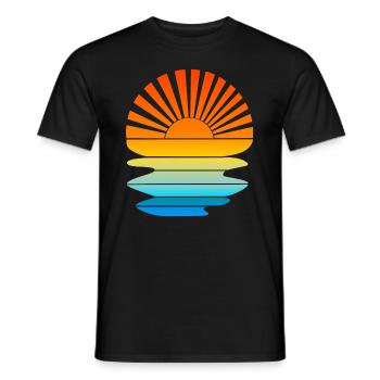 Retro sunset with waves - Men's T-Shirt - black - Front - AI Model Male 178 light (178cm)