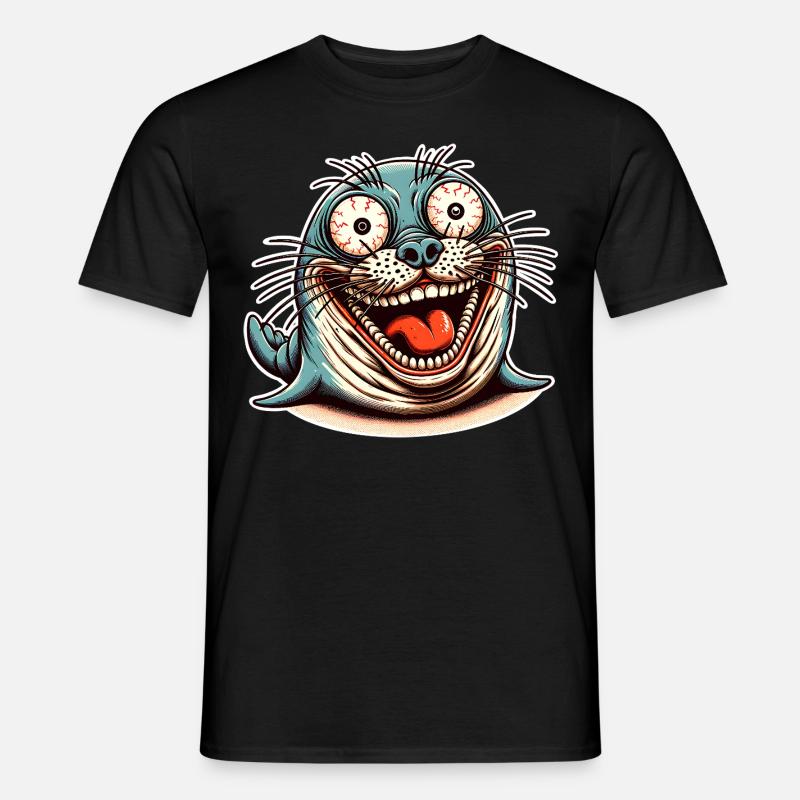 Robbe Seehund - Männer T-Shirt - Schwarz