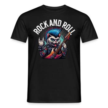 Cat Guitariste de Rock and Roll - T-shirt homme - noir - Devant - AI Model Male 178 light (178cm)