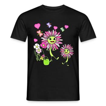 Spring Summer Flowers Flower Children Child Garden - Men's T-Shirt - black - Front - AI Model Male 178 light (178cm)