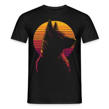 German Shepherd Silhouette Vintage - Men's T-Shirt - black - Front - AI Model Male 178 light (178cm)