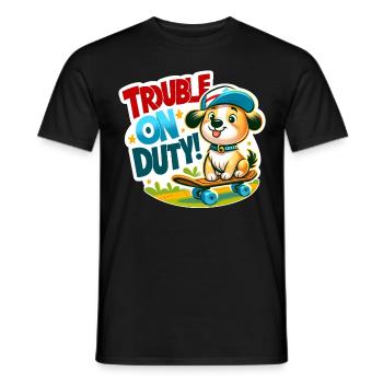 Funny dog skateboard colorful action party design - Men's T-Shirt - black - Front - AI Model Male 178 light (178cm)