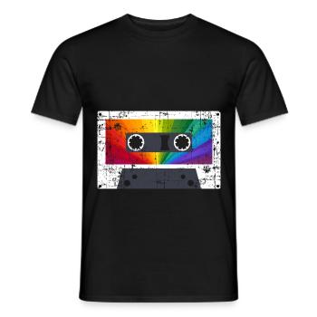 Musique de cassette Gay Pride - T-shirt homme - noir - Devant - AI Model Male 178 light (178cm)