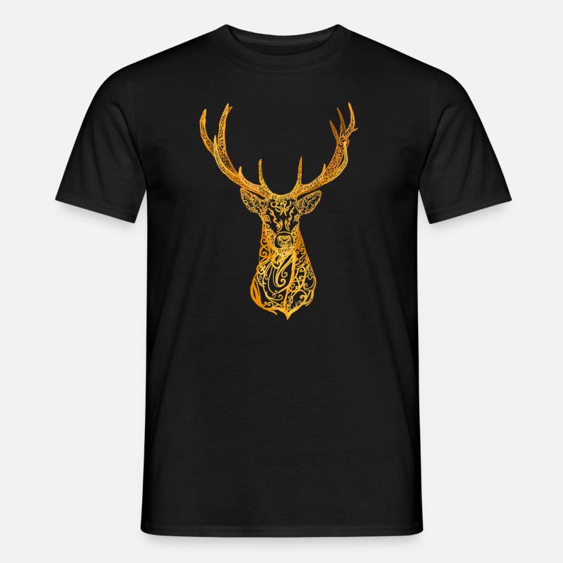 Hirschkopf - Männer T-Shirt - Schwarz