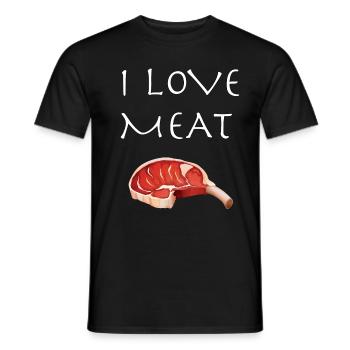 I love Meat Meat Grilling Steak - Men's T-Shirt - black - Front - AI Model Male 178 light (178cm)